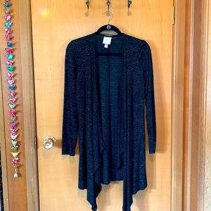 Knox Rose long cardi, black & white stripes, size S.